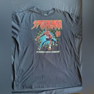 Marvel Spider-Man Black Tee with Red and Yellow Graphic